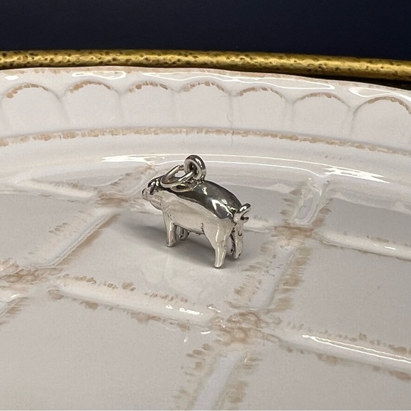 Sterling Silver Pig Charm Pendant 925 - Picture 3 of 6